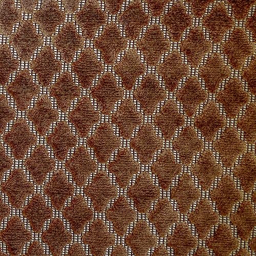 Fabric Mart Direct Geometric Brown Velvet Fabric by The Yard, Jacquard Velvet Fabric, Upholstery Fabric, Curtain Fabric, Wholesale Fabric, Fleur De Lis Pattern