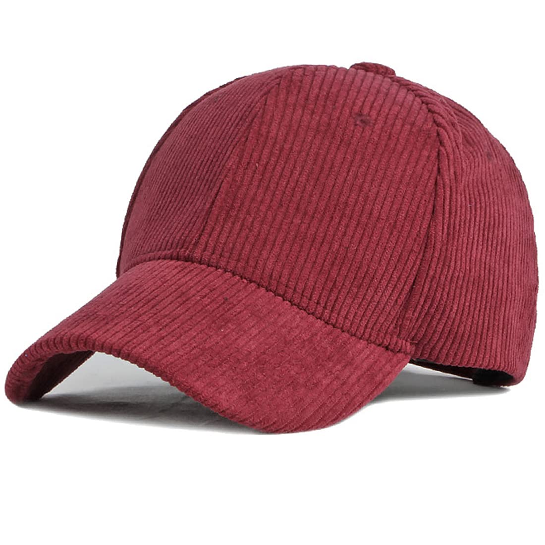 XRDSS Unisex Corduroy Baseball Cap Adjustable Classic Sports Hat Outdoor Solid Caps (Burgundy)