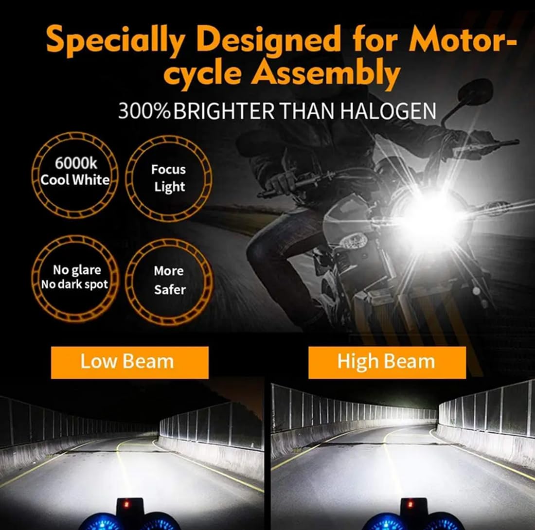 SageSunny Lampadina LED P45T H5 r2 LED DC 9-85v 15W 1800lm anabbaglianti e abbaglianti 6000k bianco per illuminazione moto, quad, plug&play Pacco da 1 Pezzi - Garanzia 18 mesi