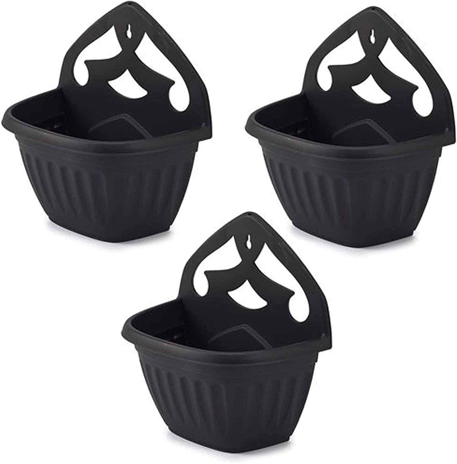 Homion Black Athens Wall Flower Planter Garden Plant Wall Mount Basket 32Cm (, 12)