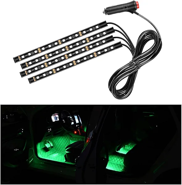 Ohleats Car LED Strip Light, 48 LED RGB Auto Interior Atmosphere Lights, Cigarette Lighter Under Dash Ambient Night Light, Interior Lamp Lighting Kit Car Accessories (Green)