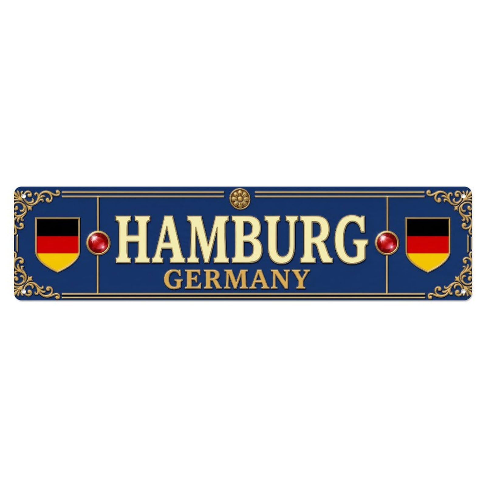 Metal Tin Sign Hamburg Germany Vintage
