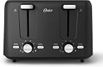 Oster 4-Slice Toaster with Bagel and Reheat Settings and Extra-Wide Slots, Black
