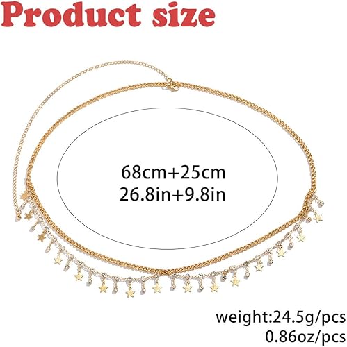 Miniatura 5 de Florry Cadena de vientre con diamantes de imitación, cadena de cintura de lentejuelas, cadena de joyería para el cuerpo, cadena de playa para el