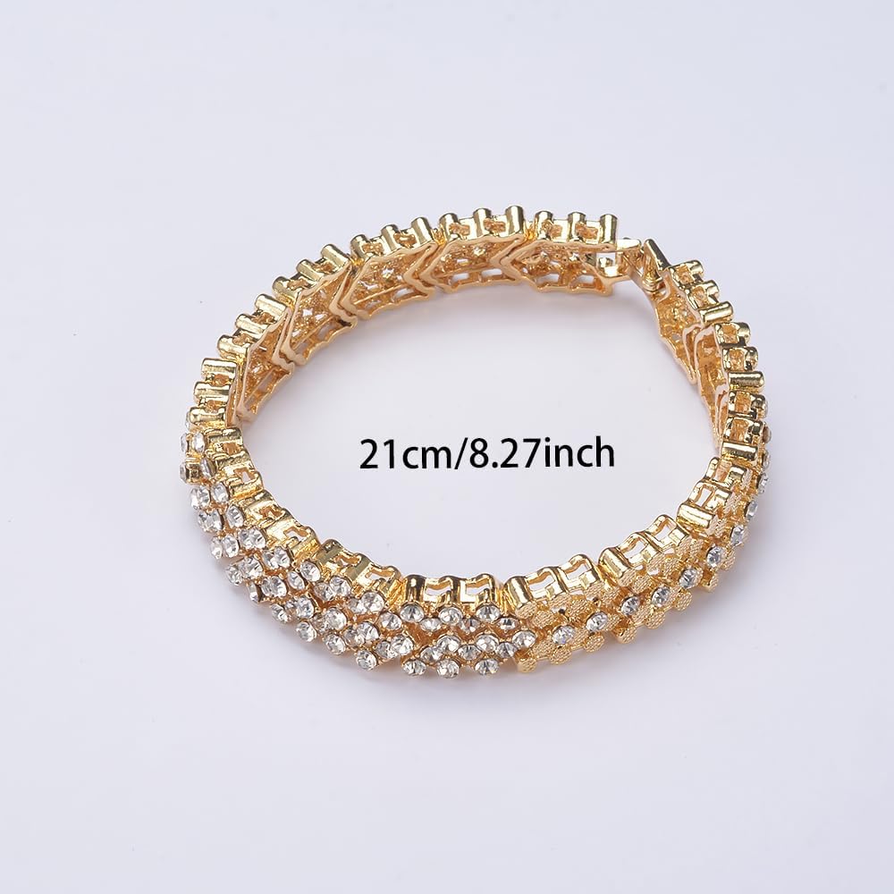Giffor Jewellery Set 14K Gold Filled Turquoise Jewelry for Women Choker Lady Bracelet Rings And Earrings (K)