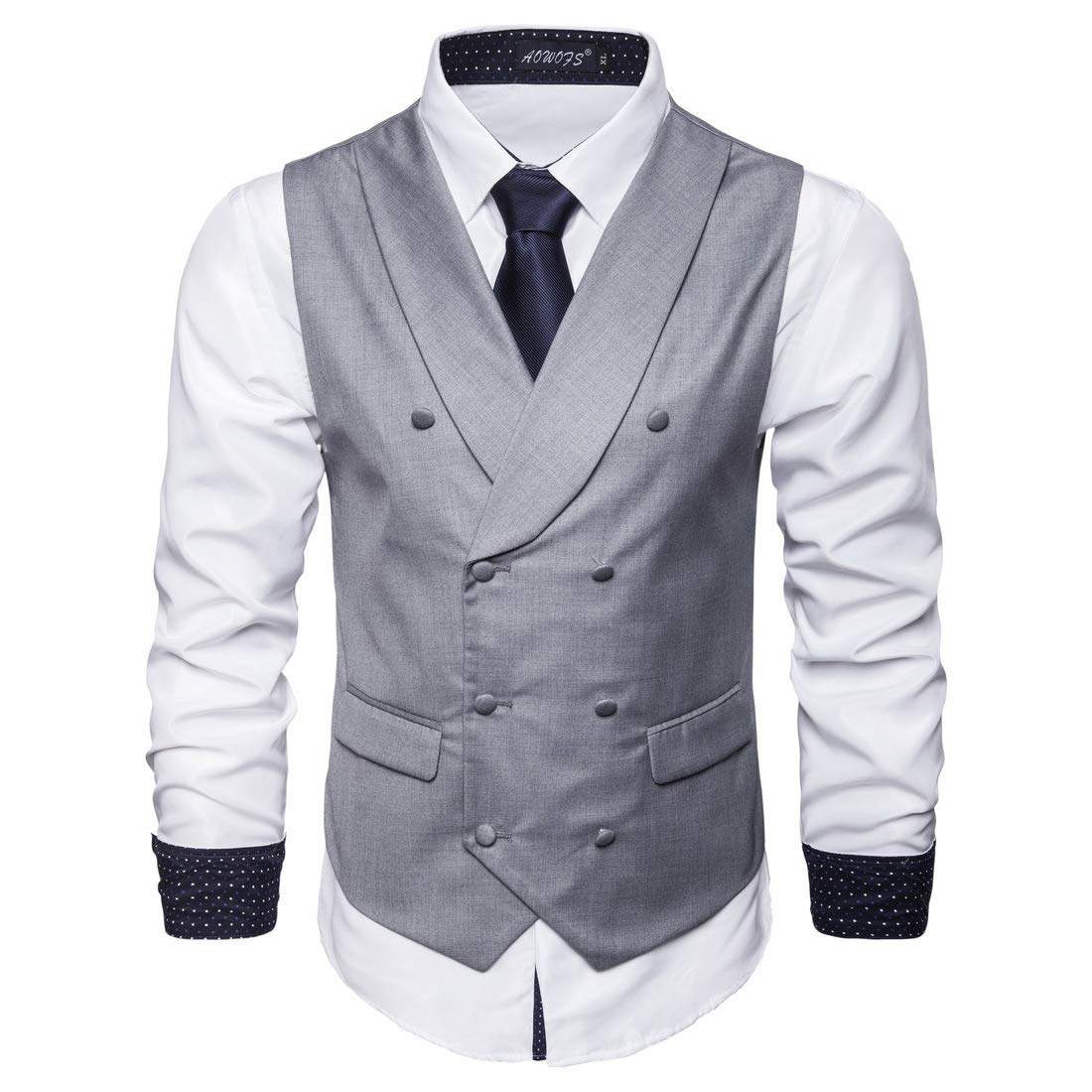 Hombre Chaleco Casual de Doble Botonadura Chaleco Formal de Solapa de Chal de Boda Chaleco