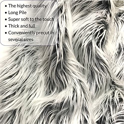Bianna Creations | Faux Fur Fabric Ultra Soft Deluxe Plush Shaggy Squares | Craft, Sewing, Props, Costumes, Decoration (Gray Frost, 12x12 inches)