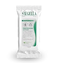 Saugella Attiva, Salviettine Intime Antibatteriche, pH 3.5, con Estratto di Timo, ottimo Post Parto, in Gravidanza, Durante il Ciclo Mestruale, in Palestra o in Viaggio, 15 Salviette Monouso