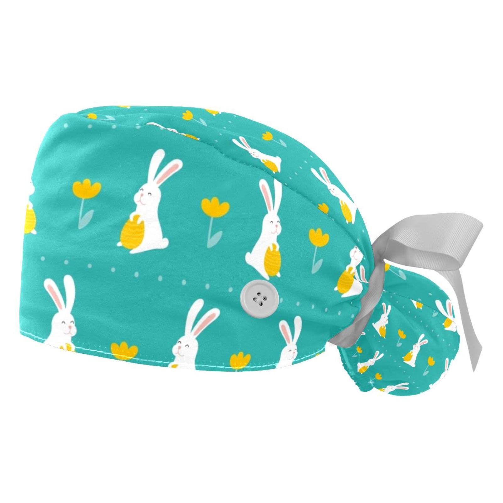 Bonnets de travail lapin de Pâques lot de 2 avec bouton taille unique multicolore - 7