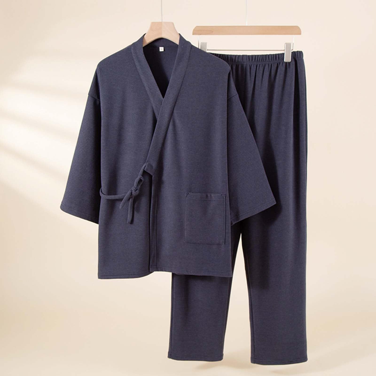 Genérico Pijama Hombre Invierno Pijama Hombre Polar Ropa de Entretiempo Conjunto Casual De Dos Piezas Manga Larga Terciopelo Suave para Primavera Y Otoño