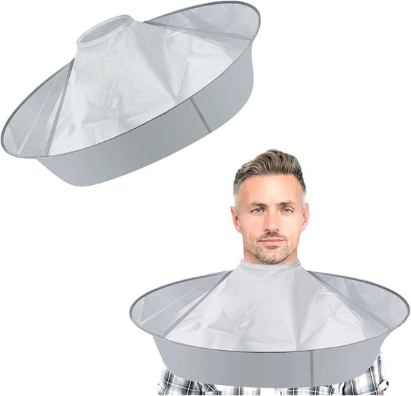 MNYXIS 1 Pezzo Mantellina Parrucchiere, Telo Barba, Mantellina Barbiere, Mantello per Taglio Capelli Grigio Argento, Per Famiglia, Adulti e Ragazzi, Protegge Vestiti e Pavimento da Capelli - 1