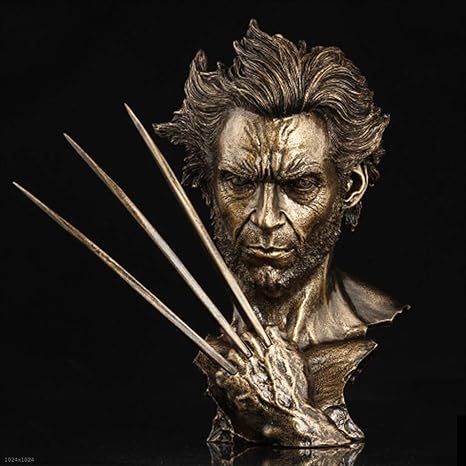Amazon Co Jp Qyszyg X Men ウルヴァリン ハグ ジャックマン イミテーション 銅像 バスト モデル 30cm アニメ デコレーション ゴールド 0706 ホビー