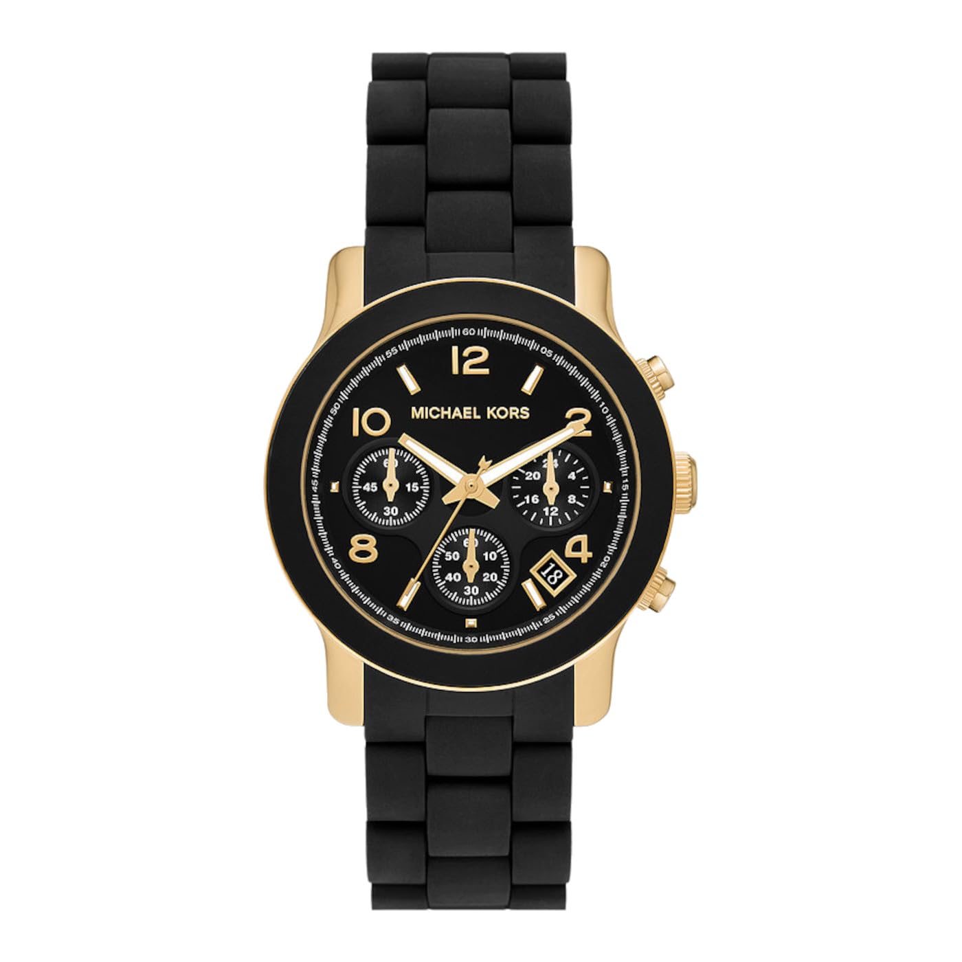 Michael Kors Runway Reloj para Mujer, Movimiento cronógrafo con Correa de Acero Inoxidable, cerámica o Piel