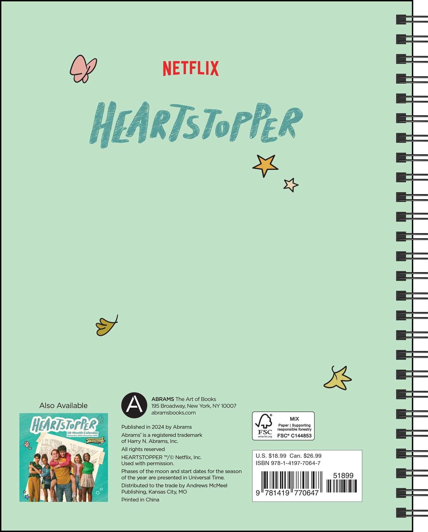 Heartstopper 16-Month 2024-2025 Weekly/Monthly Planner Calendar with Bonus Stick