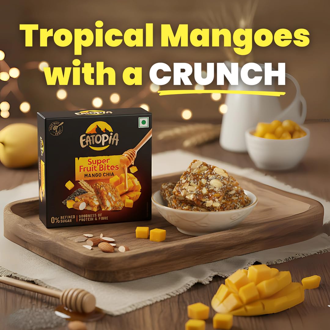 Eatopia Premium Healthy Snacks Combo Gift Hamper | Strawberry Honey Jam | Mixed Berry Honey Jam | 3 Dates & Nuts Fruit Bites and 3 Mango Chia Fruit Bites | Gift Hamper Box for Men & Women | 10 Items 4