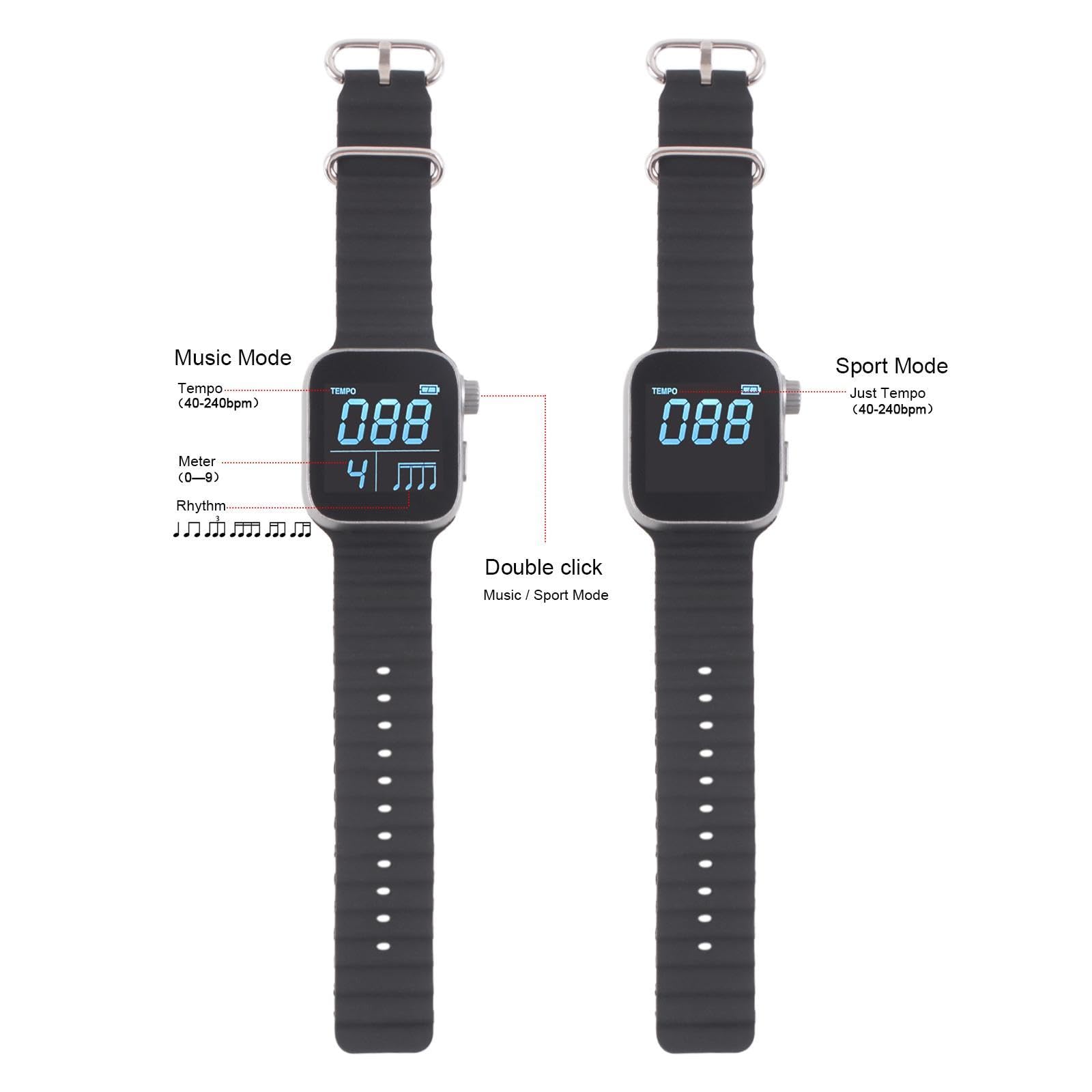 LOVIVER Montre Métronome Portable, Montre Métronome à Vibrations Volume Réglable, Battement Tap Beat Tempo Métronome Électronique pour Batterie Piano