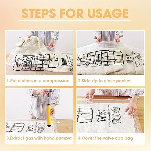 Miniatura 6 de Bolsas de almacenamiento al vacío colgantes, paquete de 4 bolsas grandes selladoras al vacío, organizador de armario, bolsas de almacenamiento de