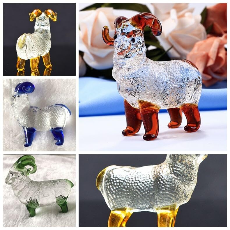 Crystal Goat Model Glass Animal Miniature Paperweight for Ornaments Wedding Birthday Gifts Home Decoration (Color : Orange, Size : Small)