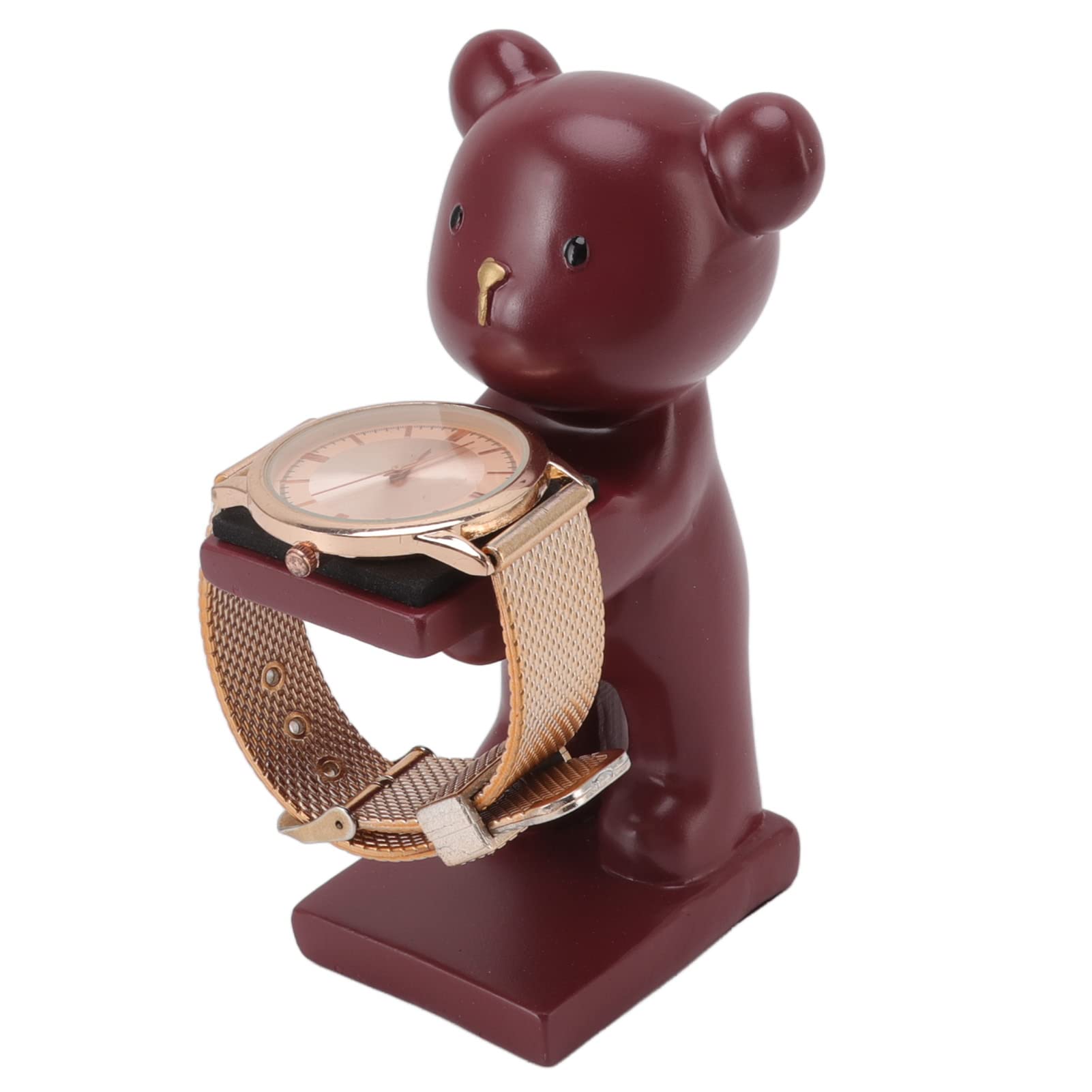 Yosoo Three Dimensional Bear Watch Stand, Handcrafted Modern Style Watch Display Stand, for Bracelets, Rings, Necklaces (Wine Red)