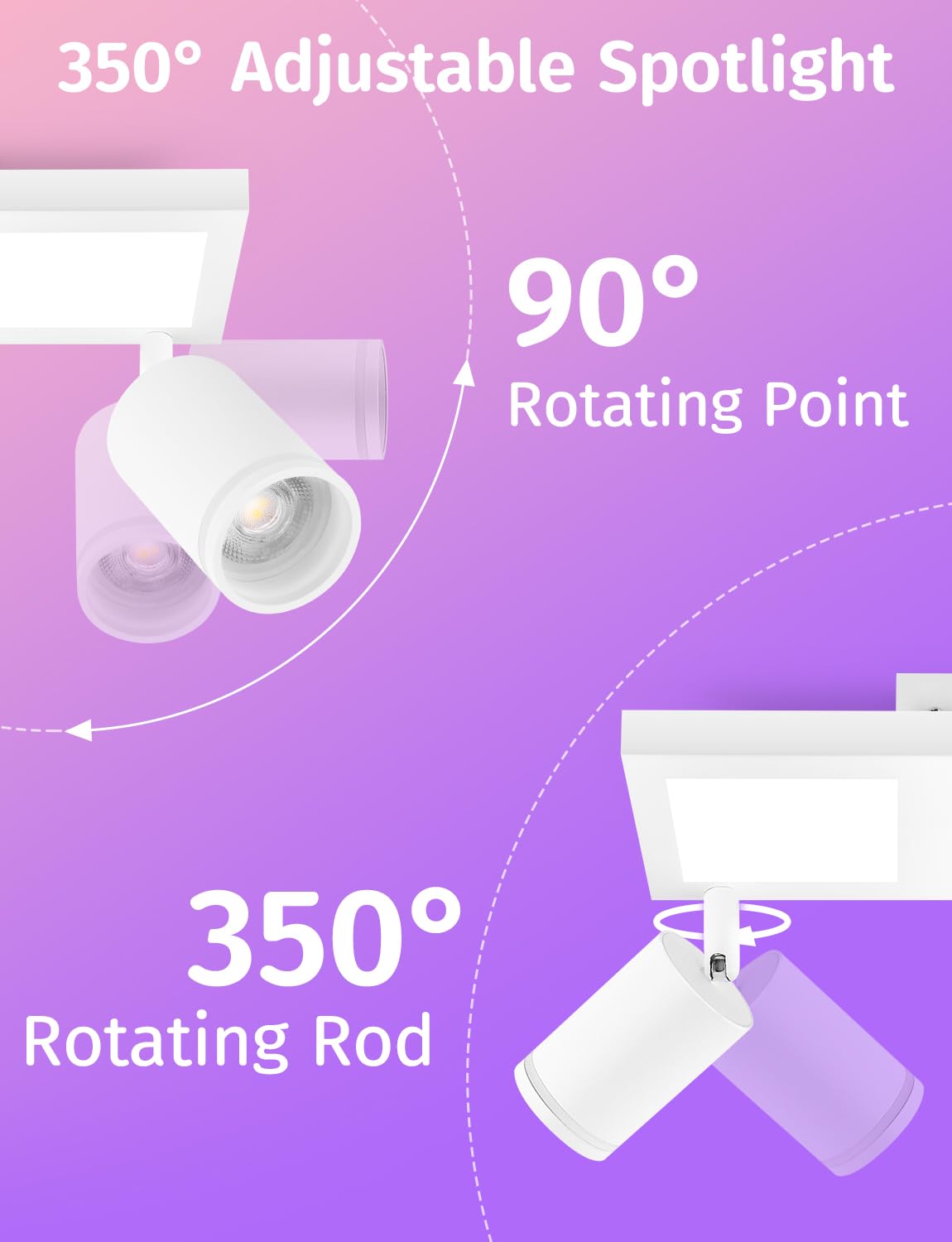 YindaLux Deckenstrahler LED mit Fernbedienung RGB Farbwechsel 30W 3600LM | Weiß RGB Deckenleuchte 4 Flammig mit Unteres Glühen, Inkl. GU10 Leuchtmittel, Schwenkbar Strahler Lampe für Wohnzimmer