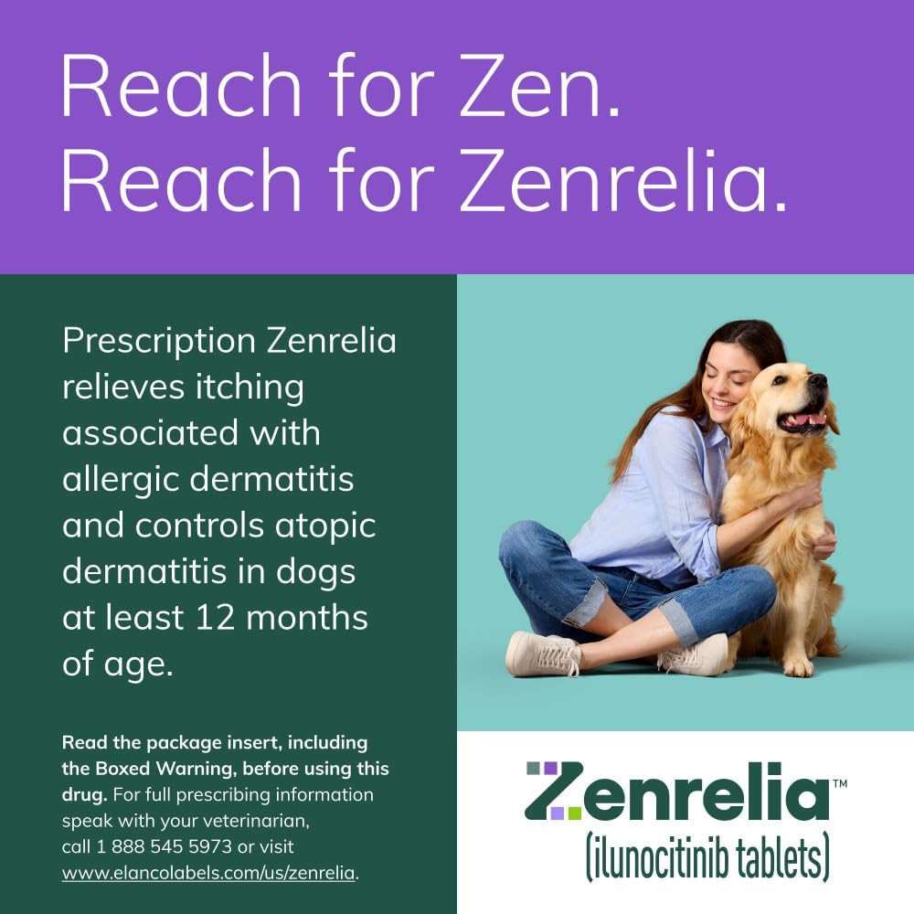 Zenrelia (ilunocitinib Tablets) | Once Daily Prescription Itch Relief for Dogs | 6.4 mg (30 Count)