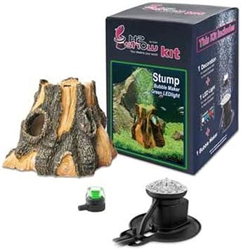 Hydor H2Show Green Stump/Log Kit - Green LED with Bubbles