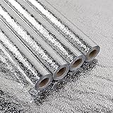 4PCS Kitchen Oil Proof Backsplash Wallpaper Peel and Stick Aluminum Foil Contact Paper Self Adhesive Water Proof Heat Resistant Wall Sticker for Countertop Cabinet Drawer Liner Shelf Liner(472 Inch)