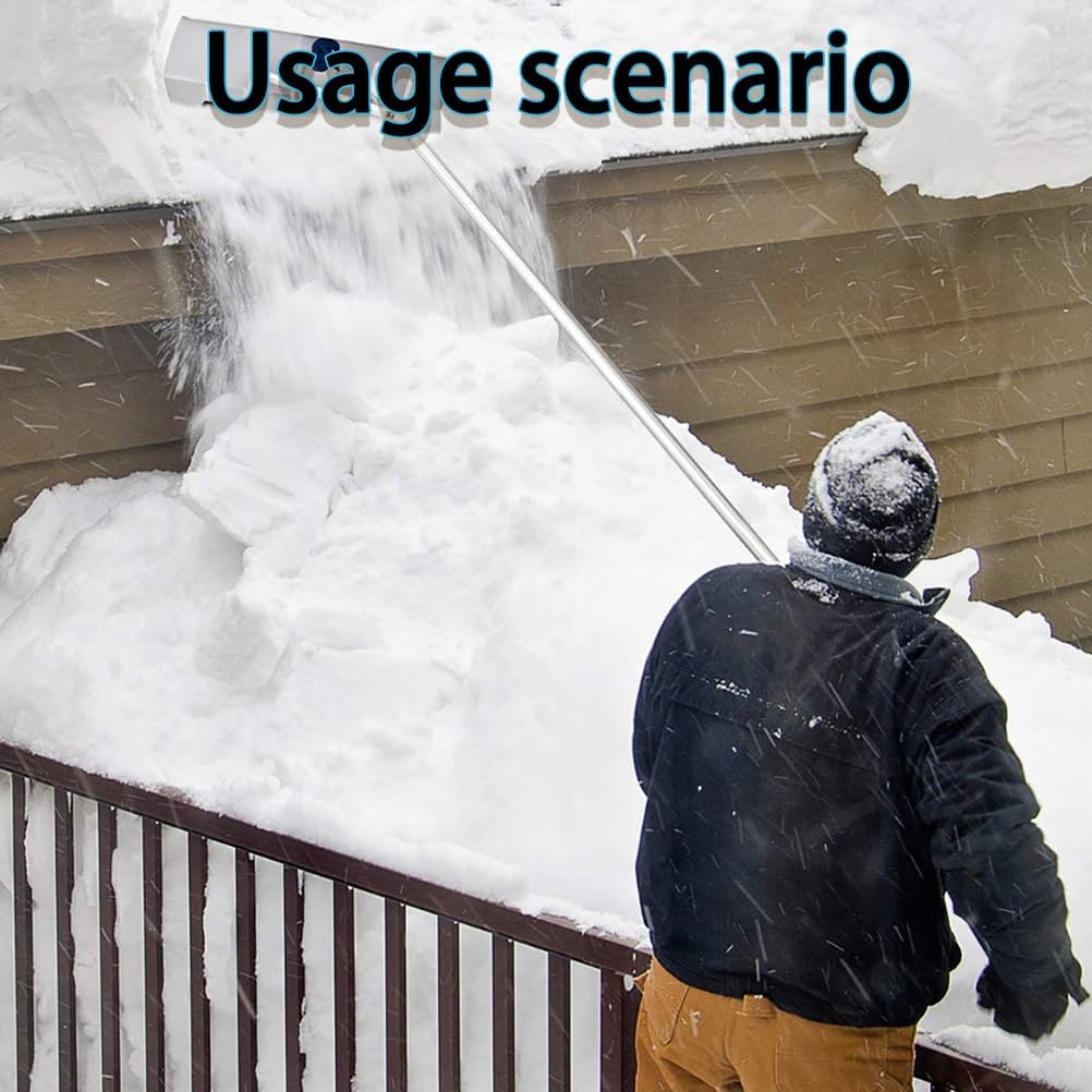 Aluminum Snow Roof Rake, Adjustable Snow Removal Tool, with Telescoping Pole 147-607cm (58-239In), Non-Slip Handle, No Tools Needed, for Removing Snows, Leaves, Debris