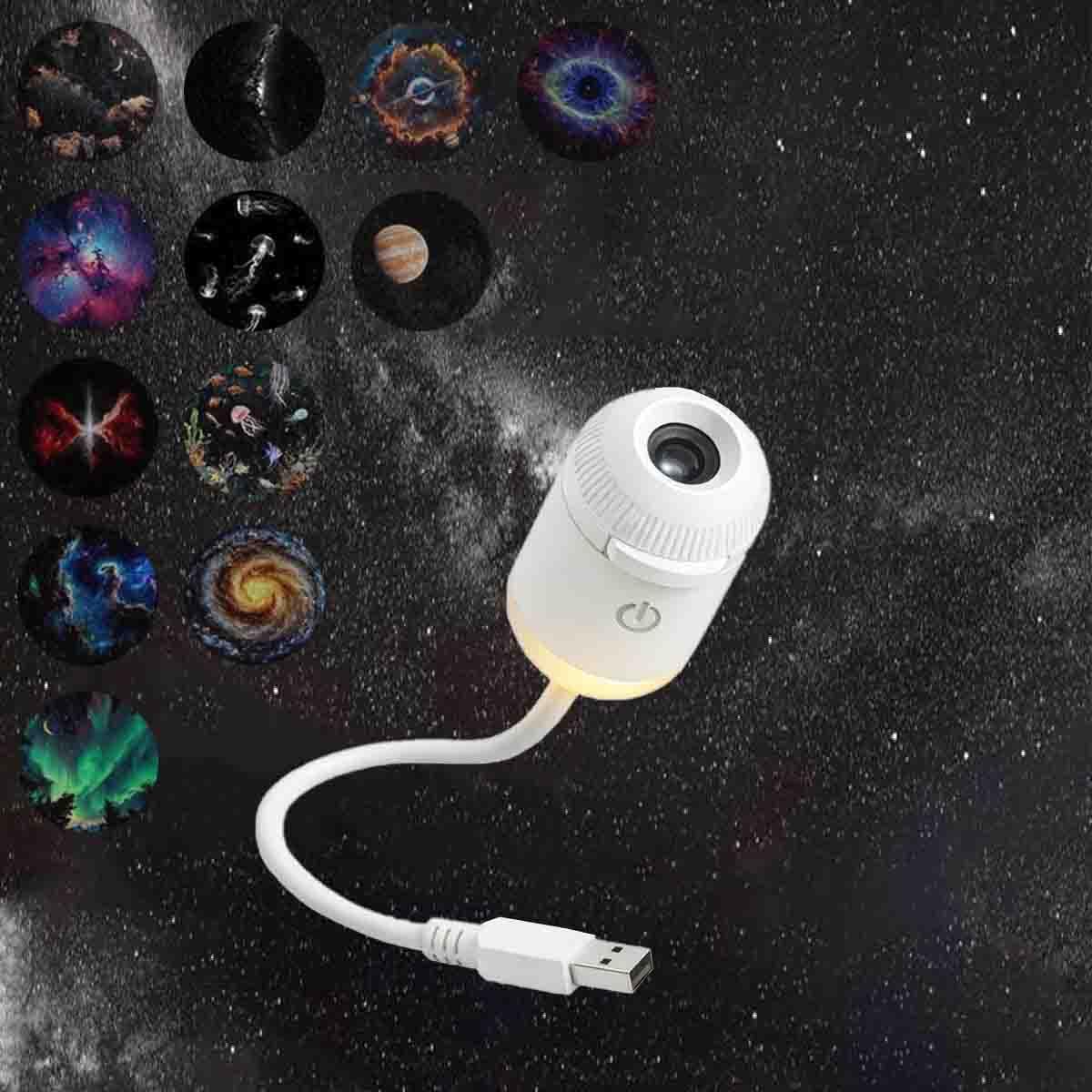 Proiettore Di Luce Notturna Usb Galaxyy Star,Proiettore 2 In 1 Pellicole Di Proiezione,Luminosità Notturna Regolabile,Rotazione A 360°,Ideale Per Auto,Planetario,Camera Da Letto,Soggiorno (12 slides)