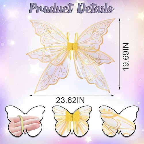 Vista 2 de Fairy Wings Costume Organza Angel Butterfly Wings for Women Girls Dress-up Accessories Christmas Cosplay Costume