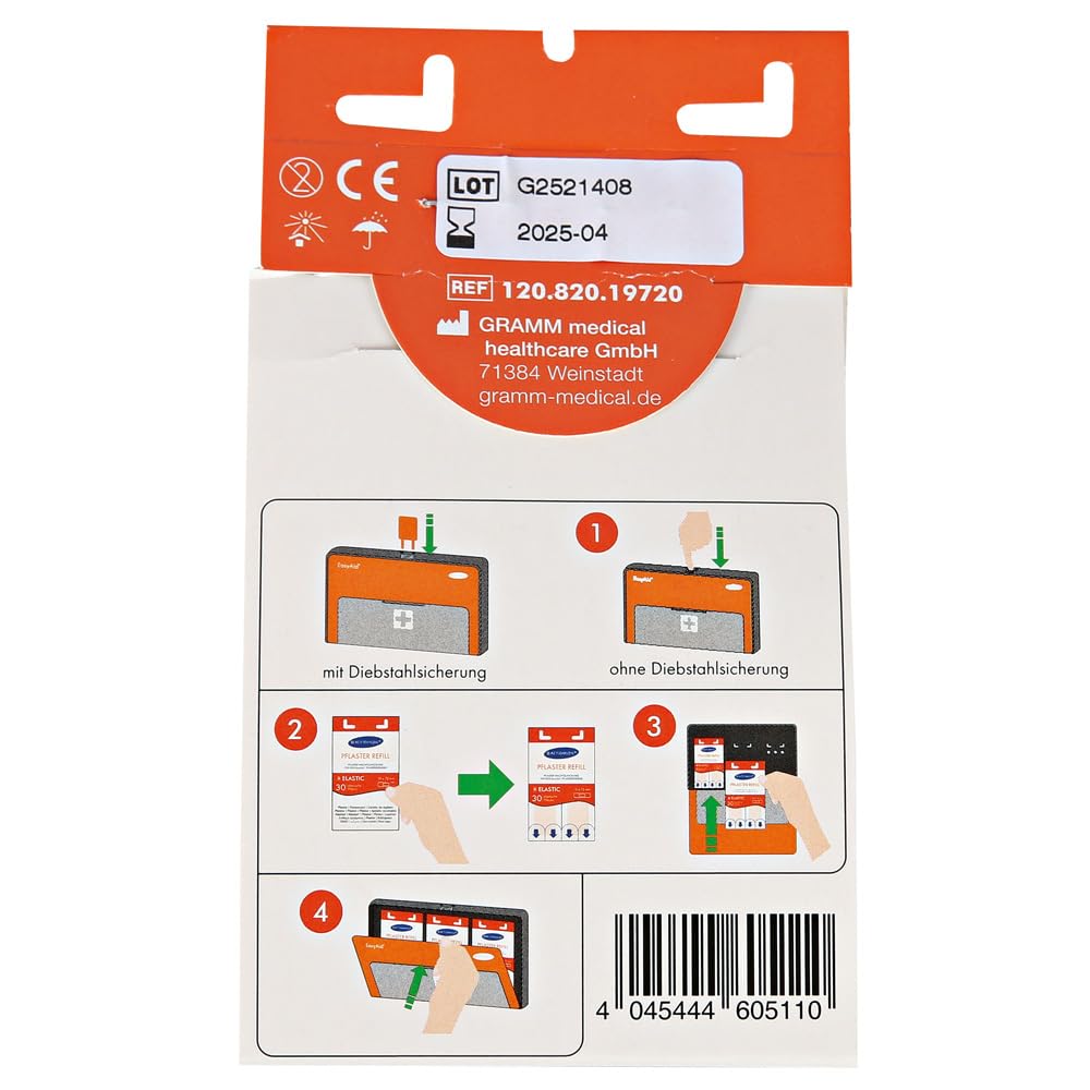 8 Stück Actiomedic Gramm Medical ACTIOMEDIC® EasyAid Refill Strips ELASTIC, hautfarben, L: 72 mm, B: 19 mm, 30 Stück/Packung, Pflaster, Wundpflaster, Fingerpflaster