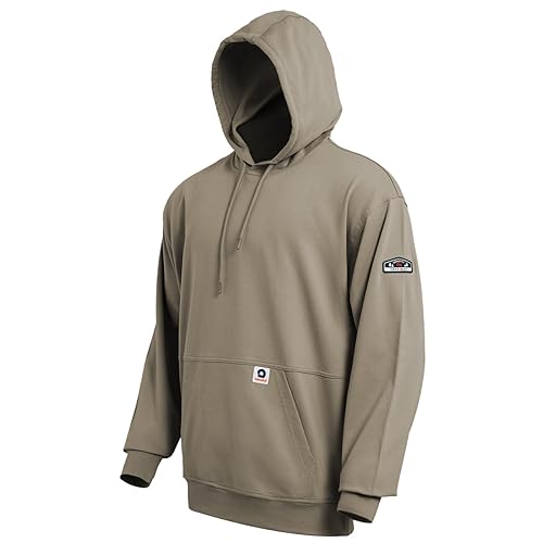 VANDISI FR Sudaderas con capucha para hombre, 7.5 onzas, 100% algodón, FR, NFPA2112 CAT2, peso ligero, resistente al fuego