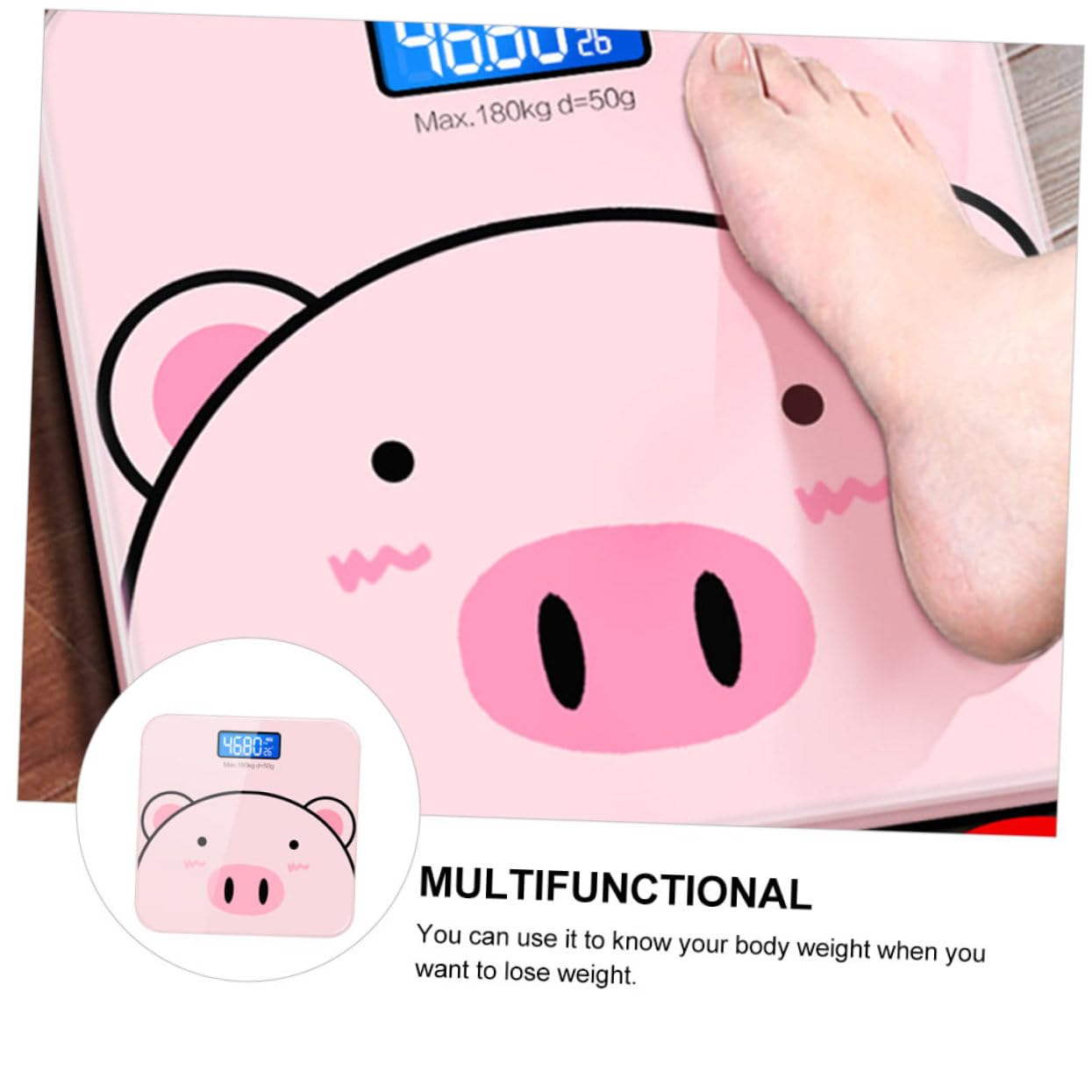 Báscula Digital de Peso Corporal Vidrio Templado y Precisión de 2 Decimales, Diseño de Dibujos Animados Práctica para Obsequio Hogar