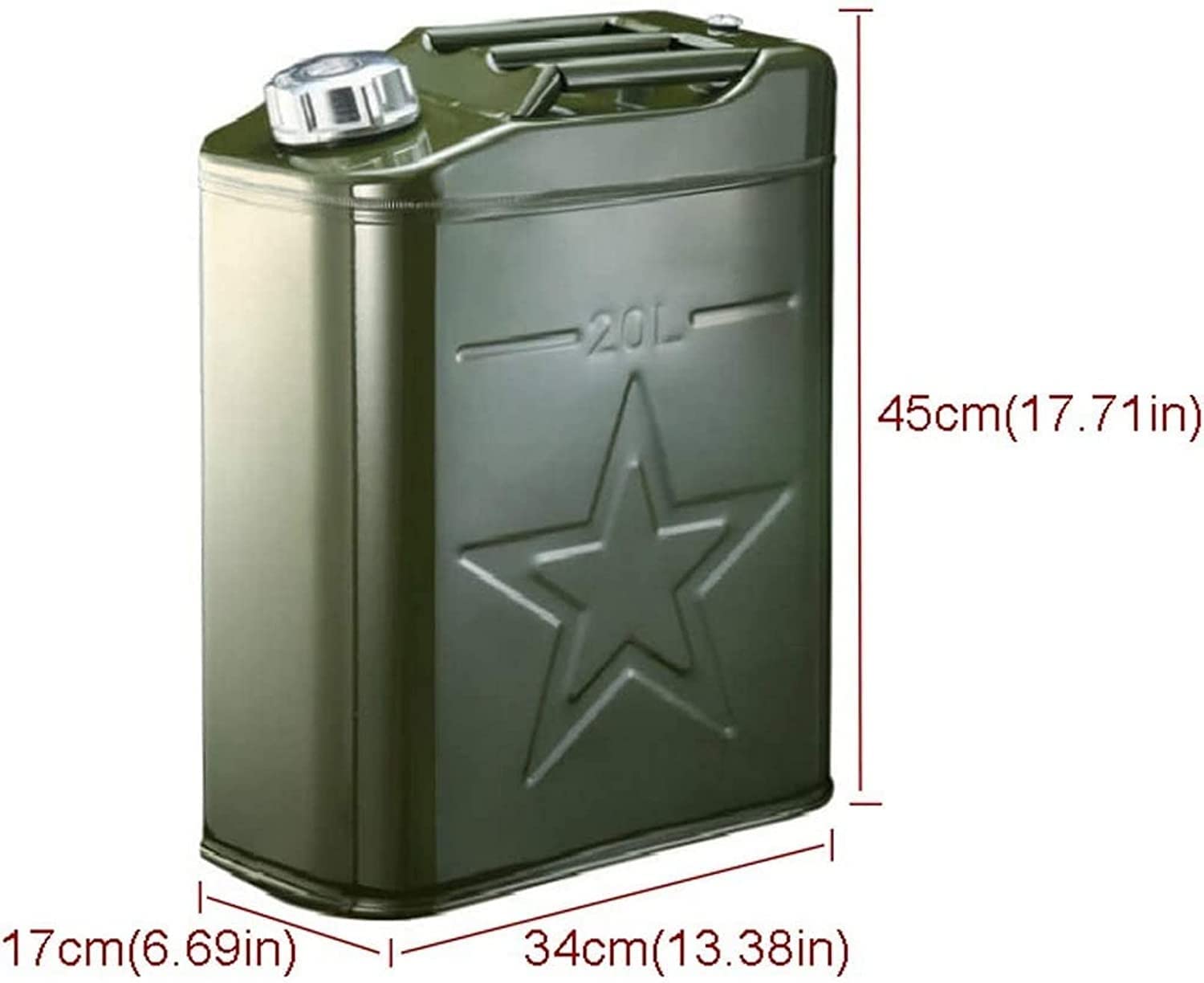 Bidon de Carburant Portable 10/15/20 L, réservoir antirouille pour Essence et Diesel, pour Moto, Voyage, Secours (Couleur : A, Taille : 20 L)