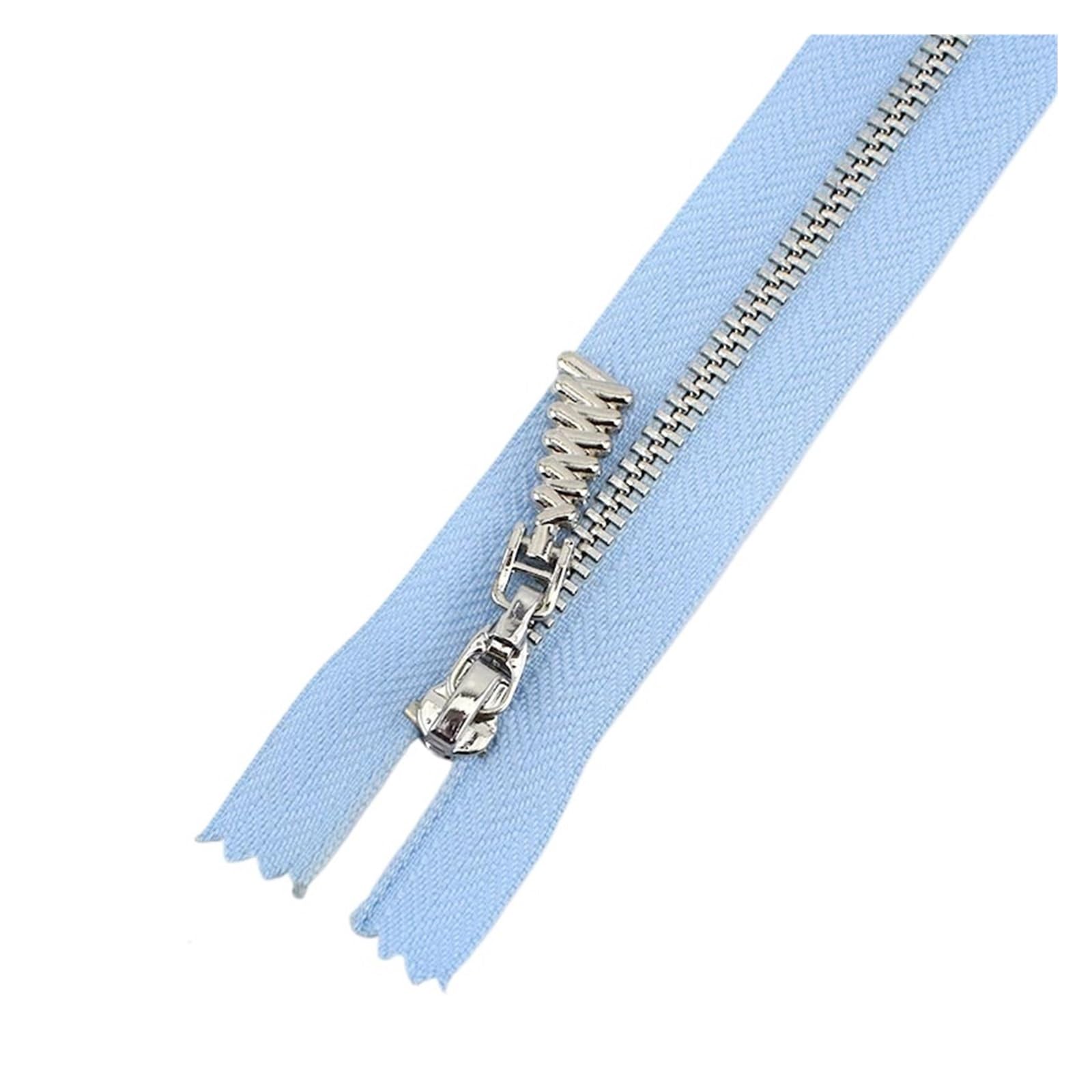 5 Stück 3# Silberzahn | 5 Stück 3# Metallreißverschluss Silberzahn for Nähen von Kleidung(SkyBlue,Close-End-18cm)