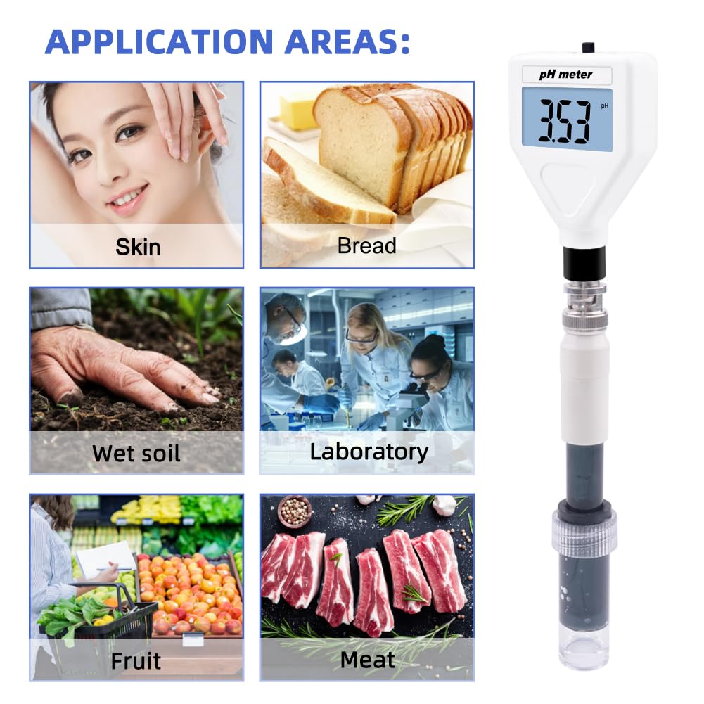Testeur D'acidomètre de Peau, Ph-mètre Numérique LCD, Testeur de Peau Portable, Testeur d'acidité de Viande de Fruits
