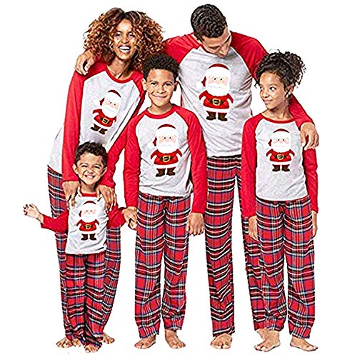 douleway Pijamas de Navidad Familia, Ropa de Noche Homewear Algodón Camisas de Manga Larga + Pantalones Largos Sudadera Invierno Conjunto de Pijamas Familiar para Dad Mom Niños Bebé