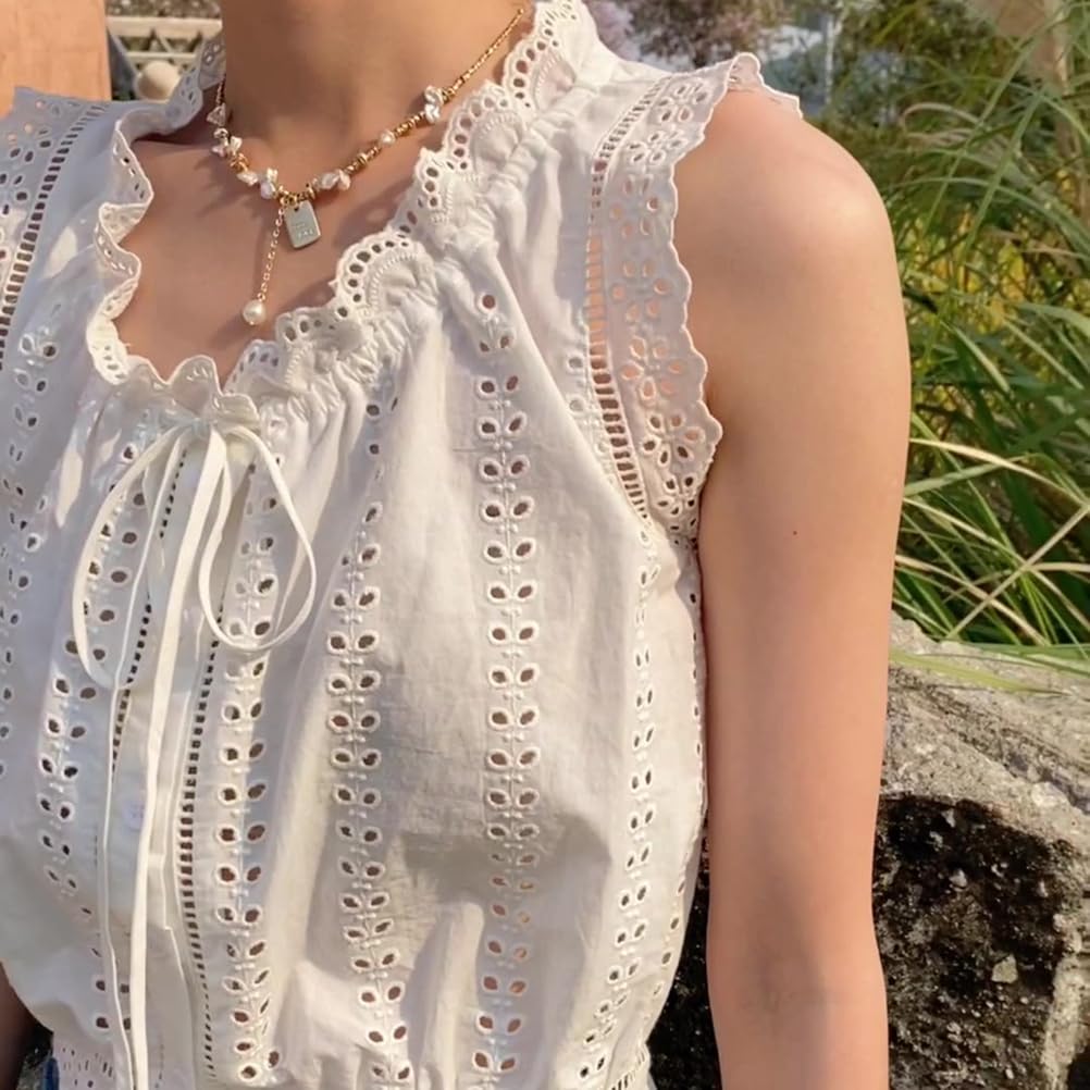 Damskie letnie koszulki bez rękawów Bawełniane koszule bez rękawów zapinane na guziki Casual Vest Top