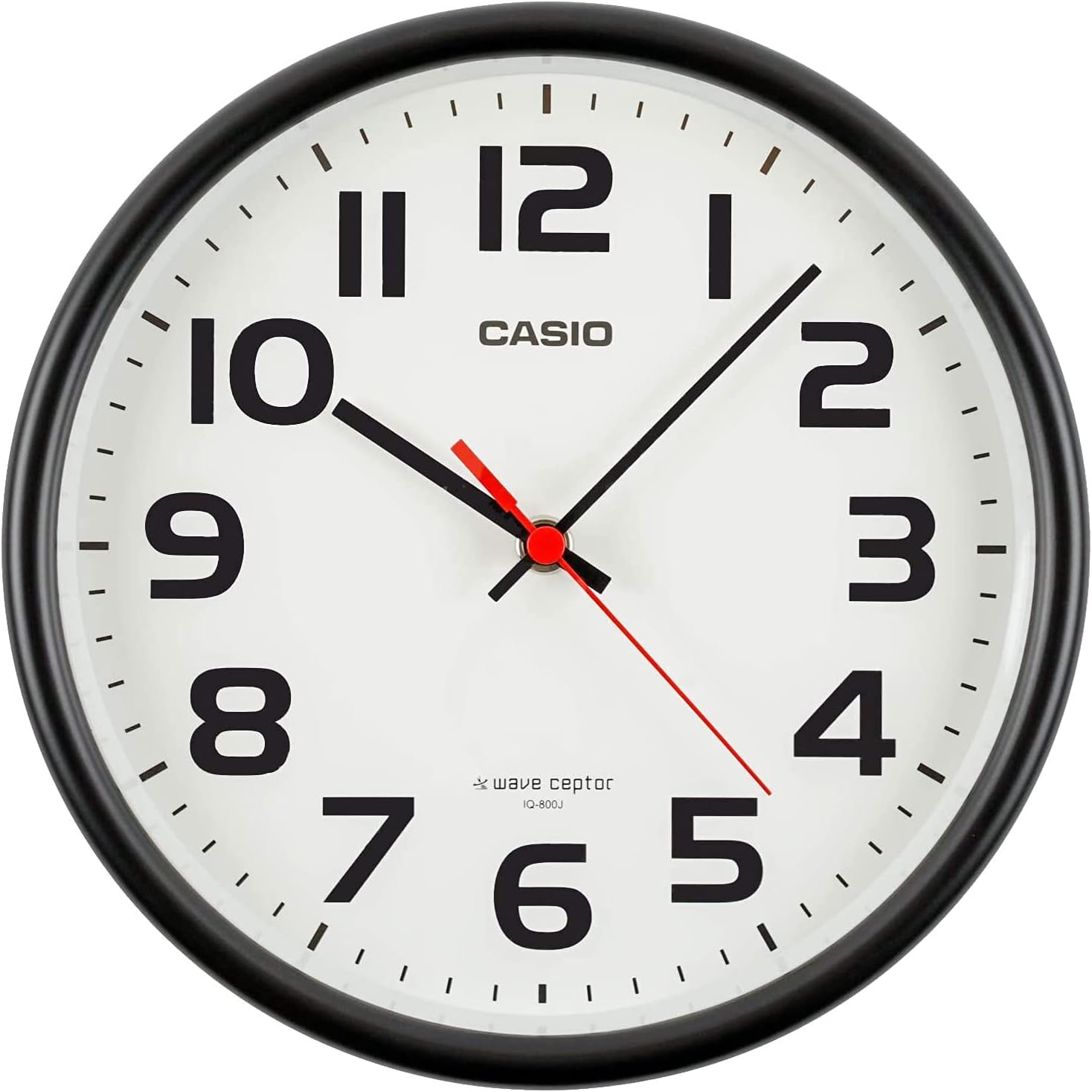 CASIO IQ800J1JF Wall Clock, Radio, Black, Diameter 8.5