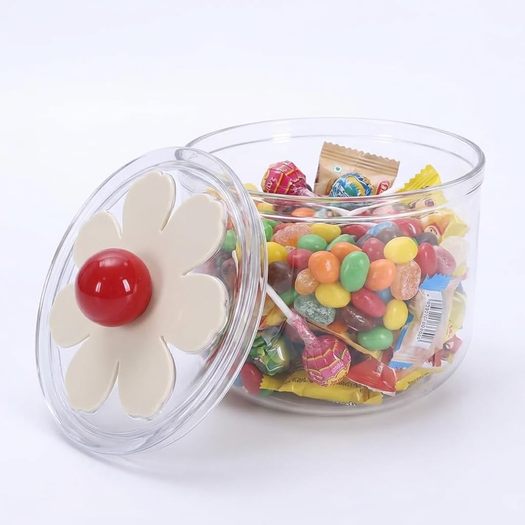 Punorric Plastic Sweet Jars with Lids - 900ml Empty Sweet Jars, Pick and Mix Stand Airtight Lids for Candy Buffet, Decorative Bathroom Canister Container for Bath Salt, Vanity, Party, Wedding โ image 1