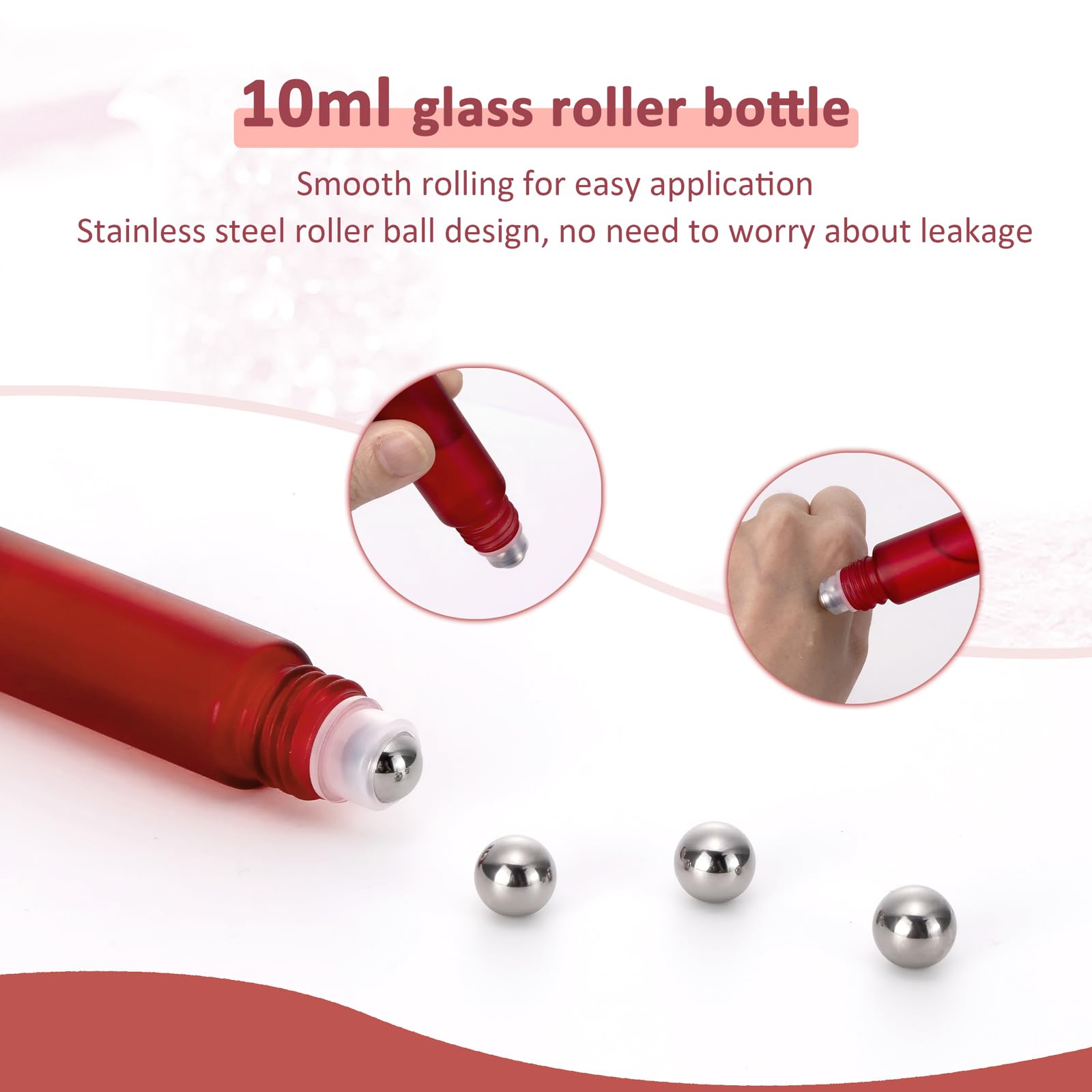 12pcs 10ml Roller Bottiglia per Oli Essenziali Vuoto Chiaro Bottiglie di Vetro con Rullo In Acciaio Inox Sulla Sfera per il Profumo di Viaggio