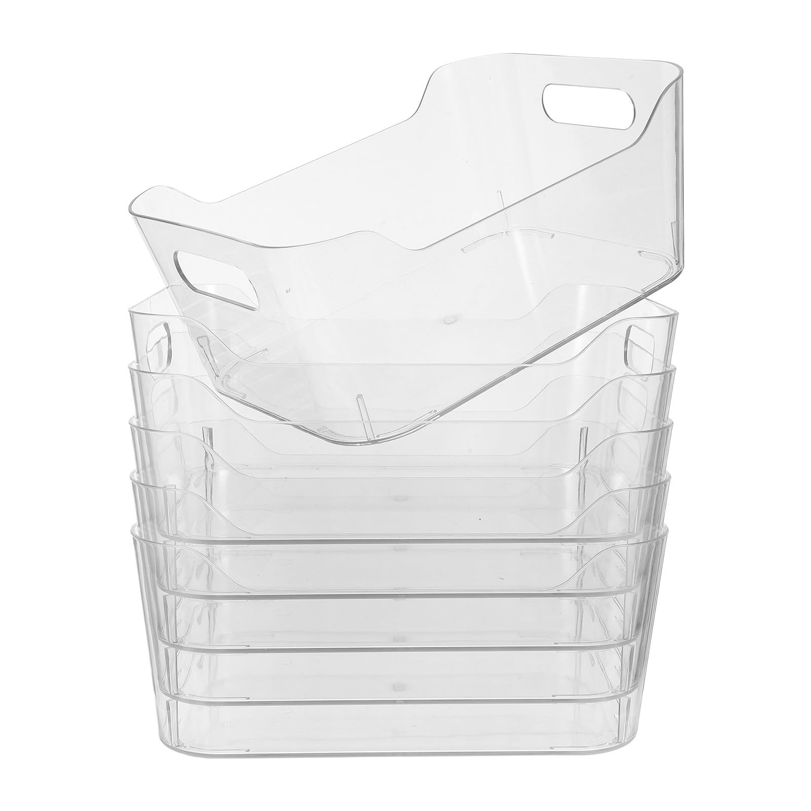 FRCOLOR 6 Piezas Contenedores Organizadores y Superficies Fáciles de Limpiar de Plástico Transparente con Asas Fáciles de Agarrar para Despensa, Congelador y Cajones de Cocina