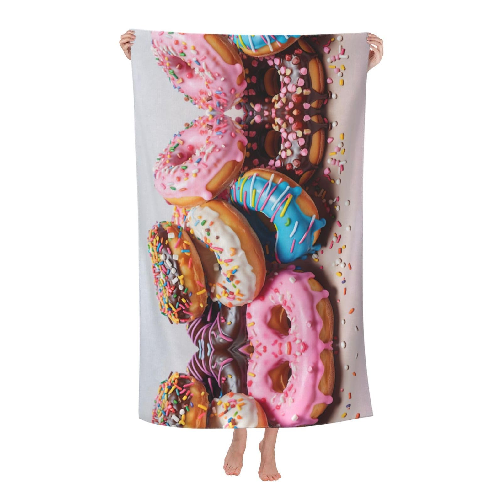 pojknbv Donuts Print Oversized Adult Beach Towel Quick-Dry Comfortable Lightweight Travel Pool Camping