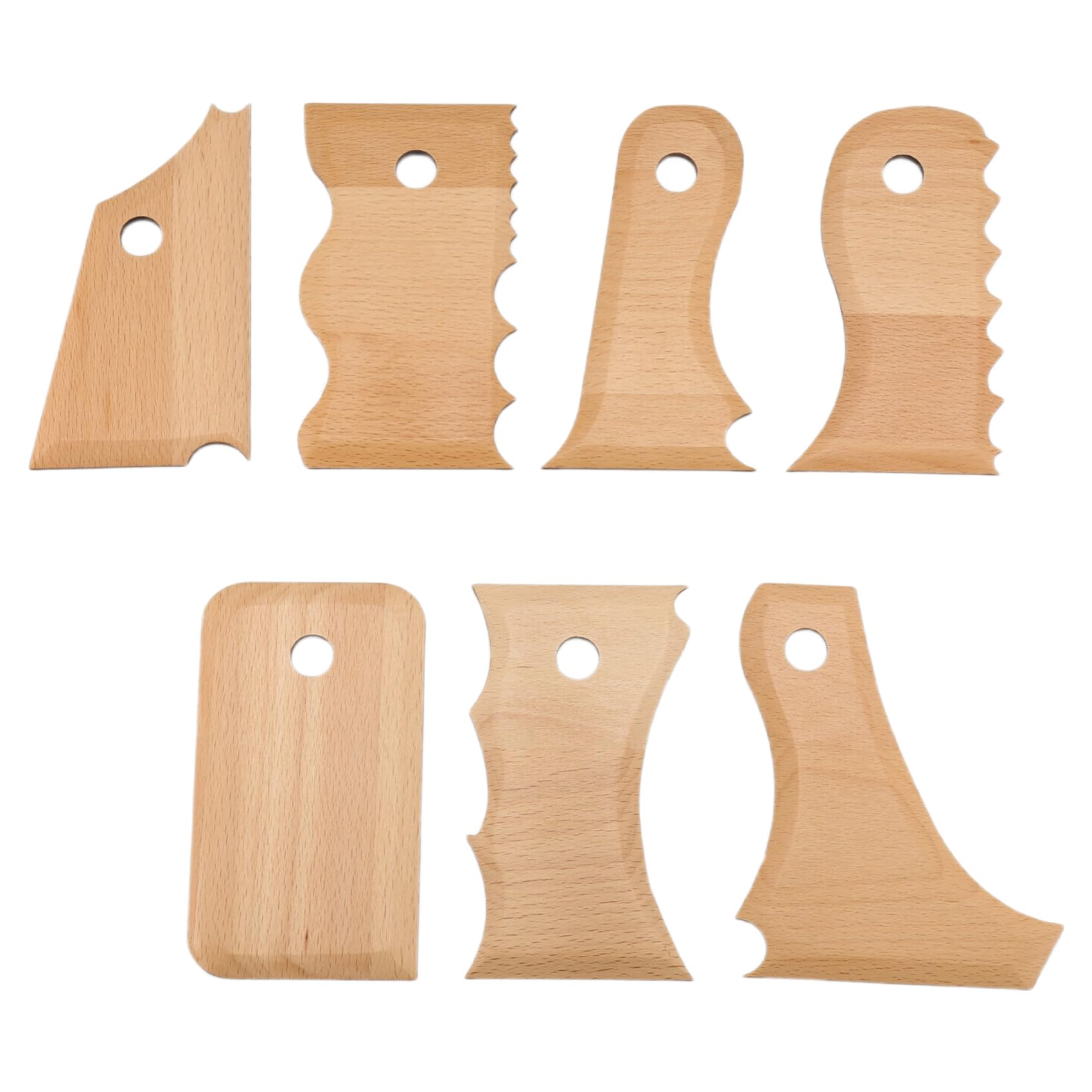 detee 7 PCS Pottery Trimming Tools Pottery Clay Foot Shaper Tools Wood Color Wooden Texture Profile Rib Bundle Foot Shaper