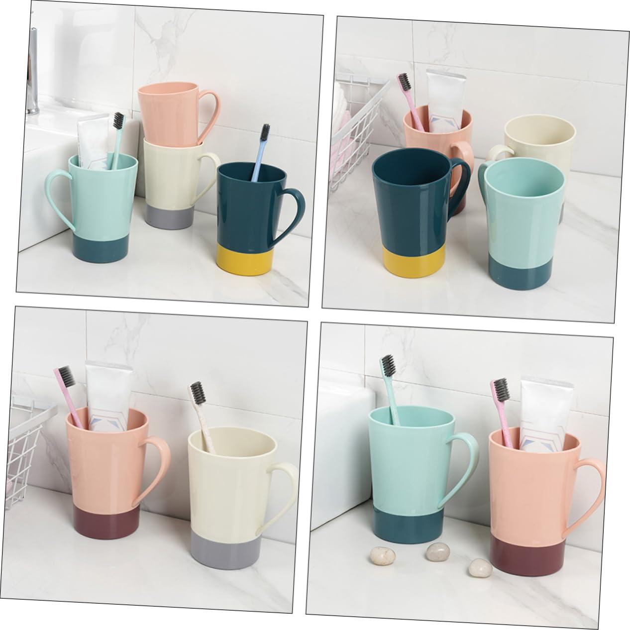 BRIGHTFUFU Tooth Brushing Cup Set 4pcs Simple Bathroom Cups for Toothbrush Holders