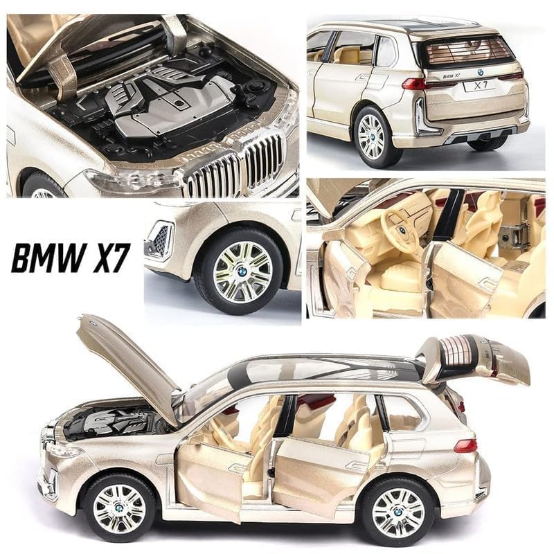 Image of Play Boy 1:32 BMW X7 SUV Model Diecast Metal Alloy Pullback Toy Vehicle with Openable Doors Light and Music Car for Kids (Multicolor)