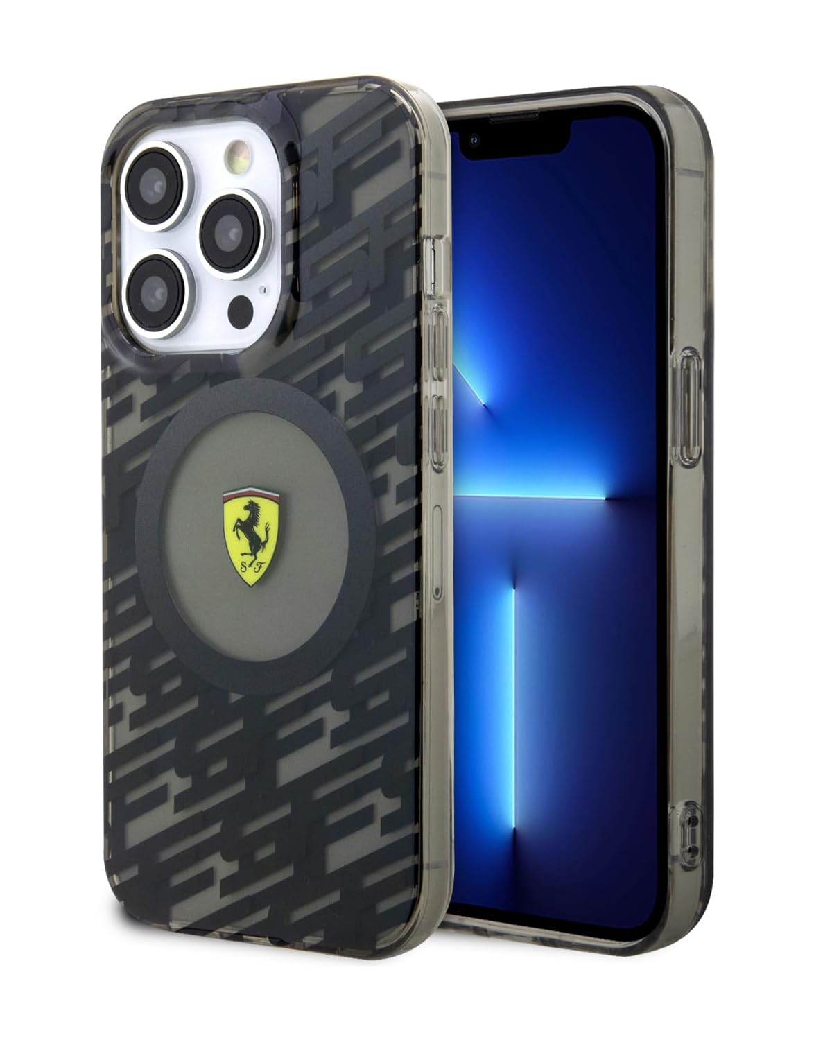 CG MOBILE Ferrari Phone Case [Official Licensed] IML Case with Multi SF Logo | Mag-Safe Compatible Protective Case/Cover Compatible with iPhone 15 Pro (6.1-Inch) 2023 - Black