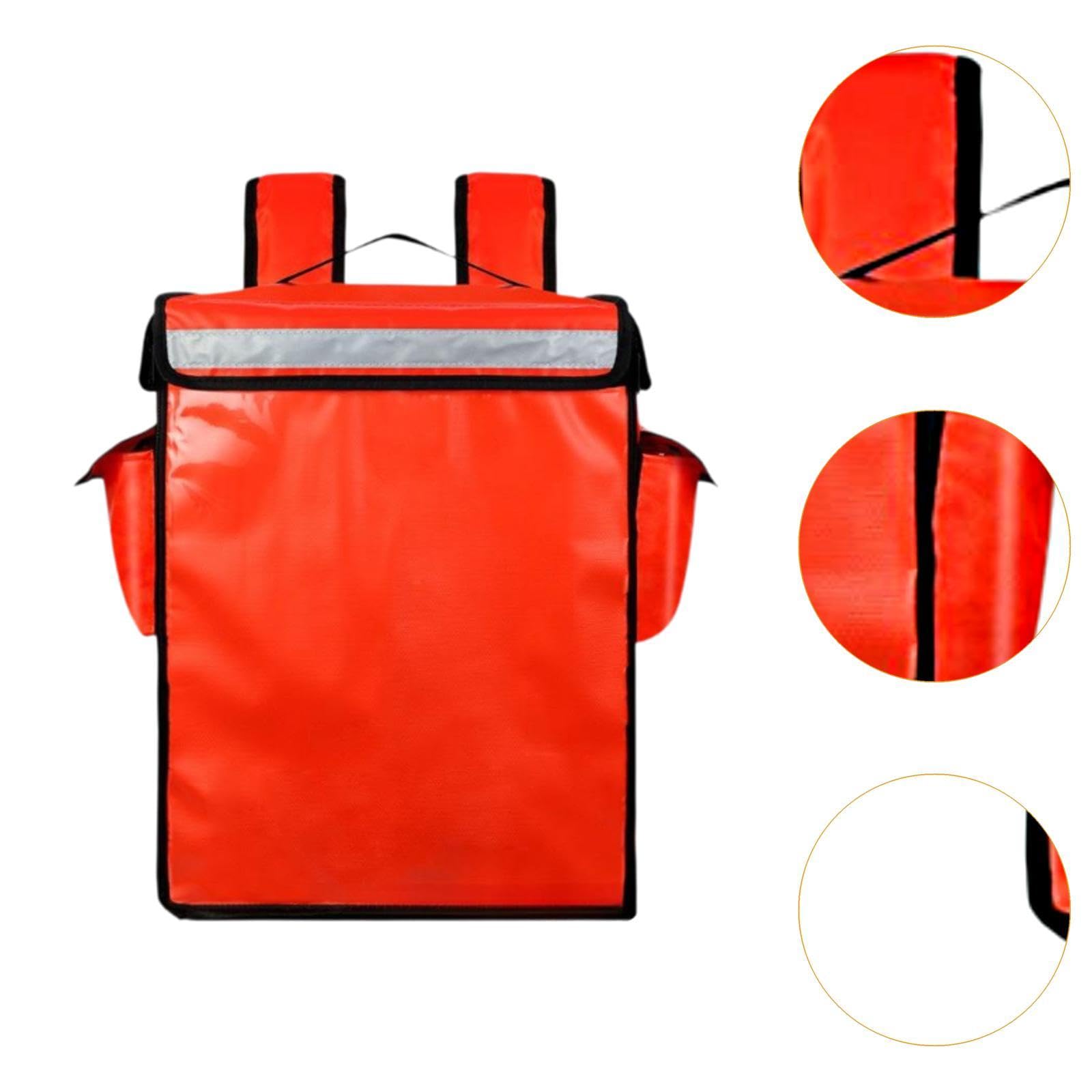 Mochila de Reparto Isotérmica, Bolsa Térmica para Alimentos, a Prueba de Fugas con Tira Reflectante, Bolsa de Catering, Bolsa de Aislamiento para Picn, Rojo, Individual