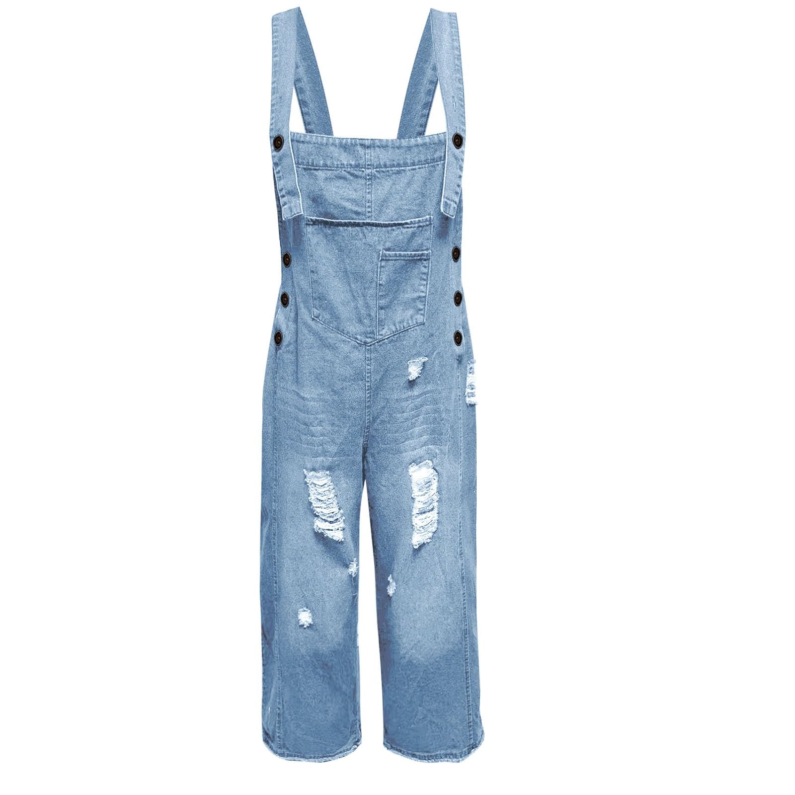 Salopette Donna Jeans Estiva Lunga Casual Tuta Jumpsuit Intera Curvy Elegante Denim Jumpsuits Leggera Baggy Pantaloni Da Lavoro Con Tasca Comoda Larga Salopettes Moda da Casa Salopett