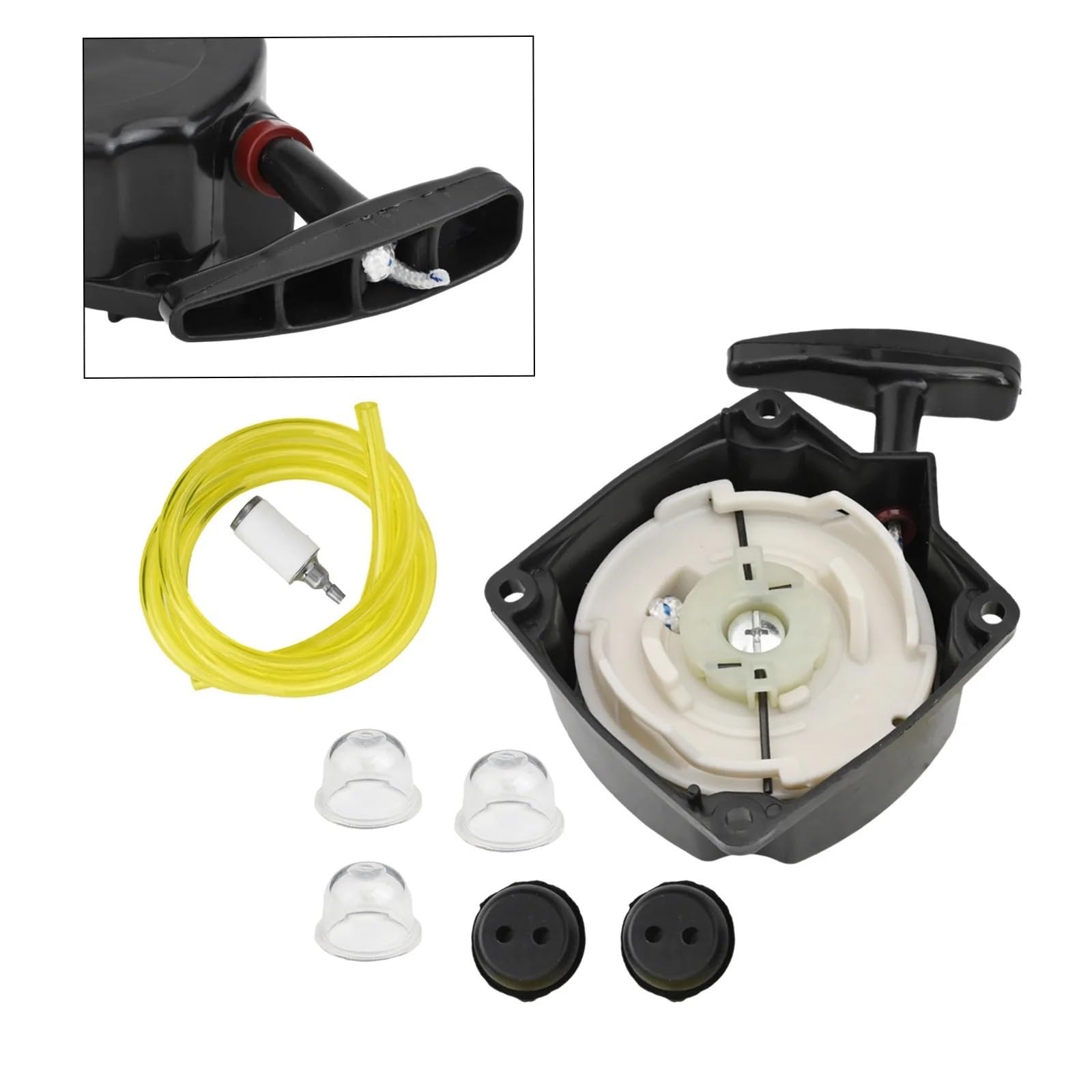 Kit de arranque manual for cortacésped: tapón de filtro de combustible, arandelas y tubo. Compatible con motores de 52 cc y 2 HP (63022, 10310, MD43). Herramientas de jardín. mantenimiento